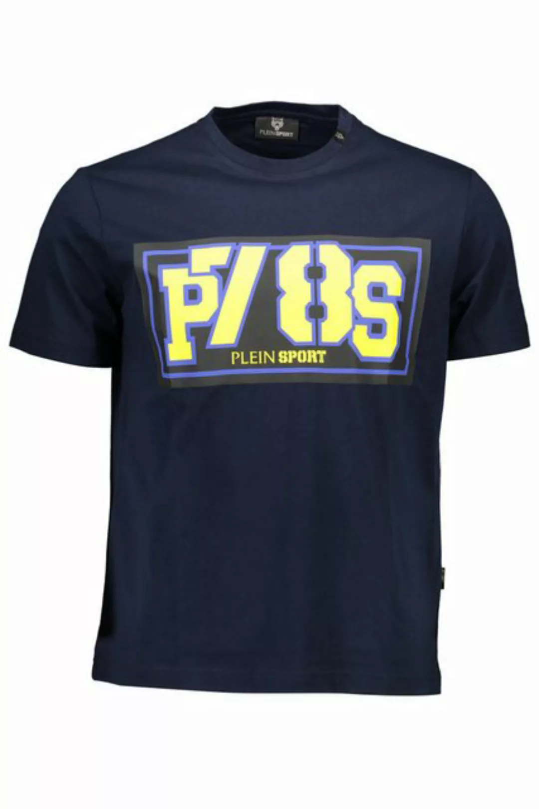 PLEIN SPORT T-Shirt Blaues Herren T-Shirt mit Print & Kontrastdetails - günstig online kaufen