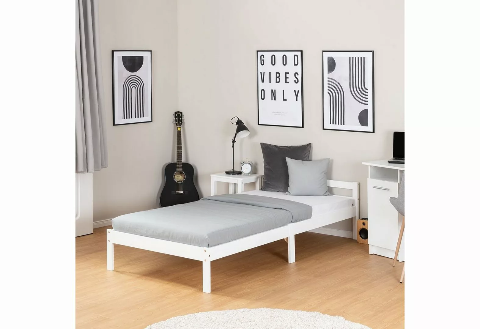Homestyle4u Holzbett Doppelbett 90/140 x 200 cm Kinderbett schlicht Kiefer günstig online kaufen