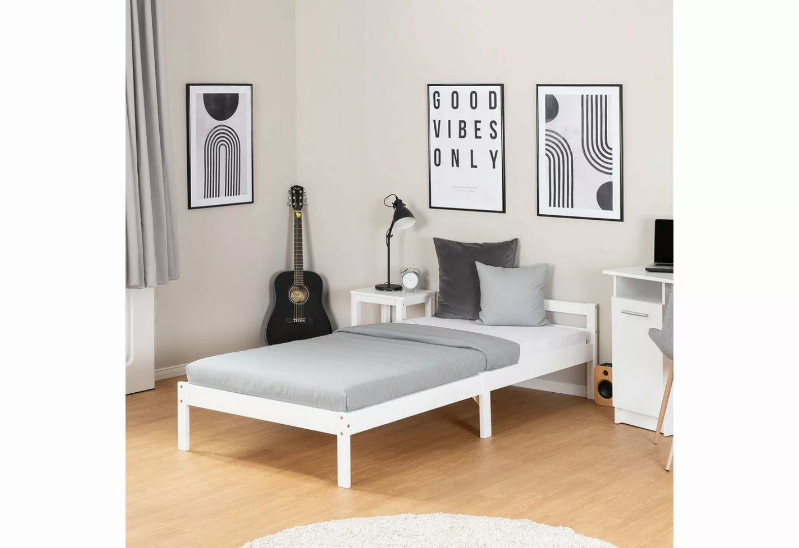 Homestyle4u Holzbett 140x200 Doppelbett 90/cm Kinderbett schlicht Kiefer Ei günstig online kaufen