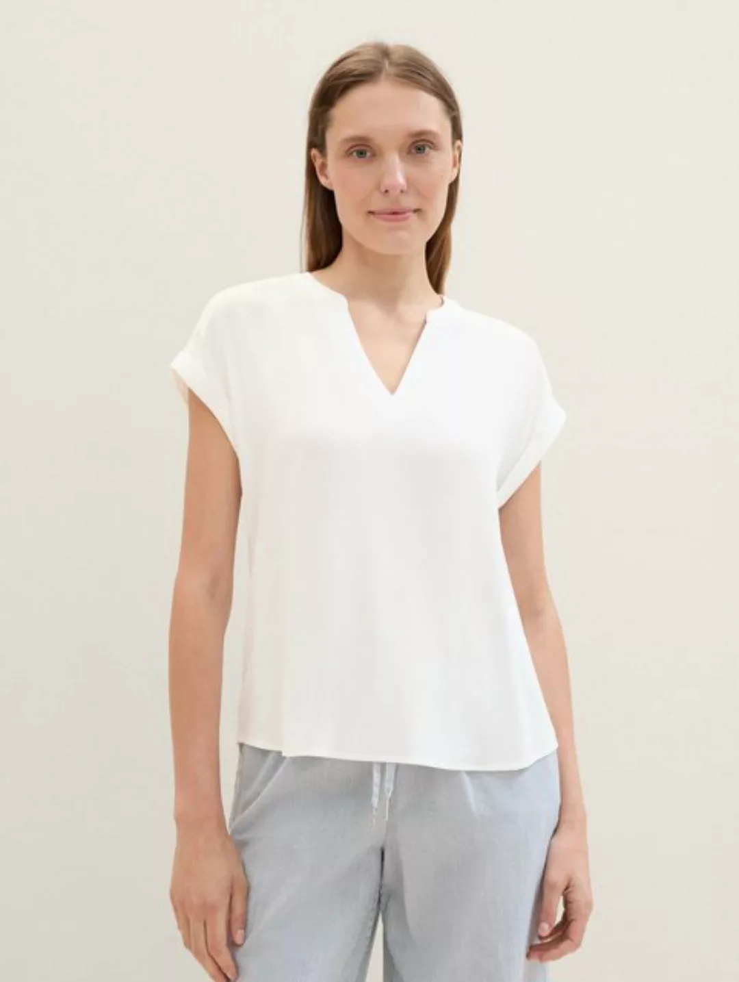 TOM TAILOR Kurzarmbluse Loose Fit Bluse aus Viskose günstig online kaufen