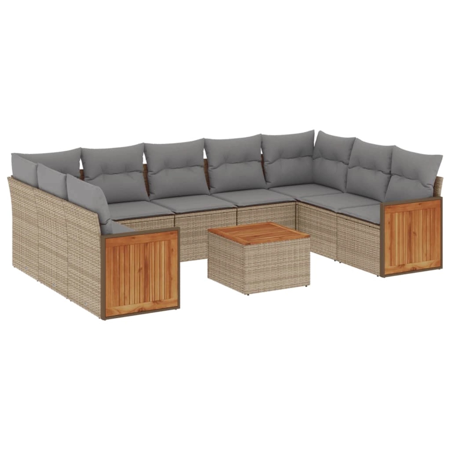 vidaXL 10-Tlg Garten-Sofagarnitur mit Kissen Beige Poly Rattan 3227963 günstig online kaufen
