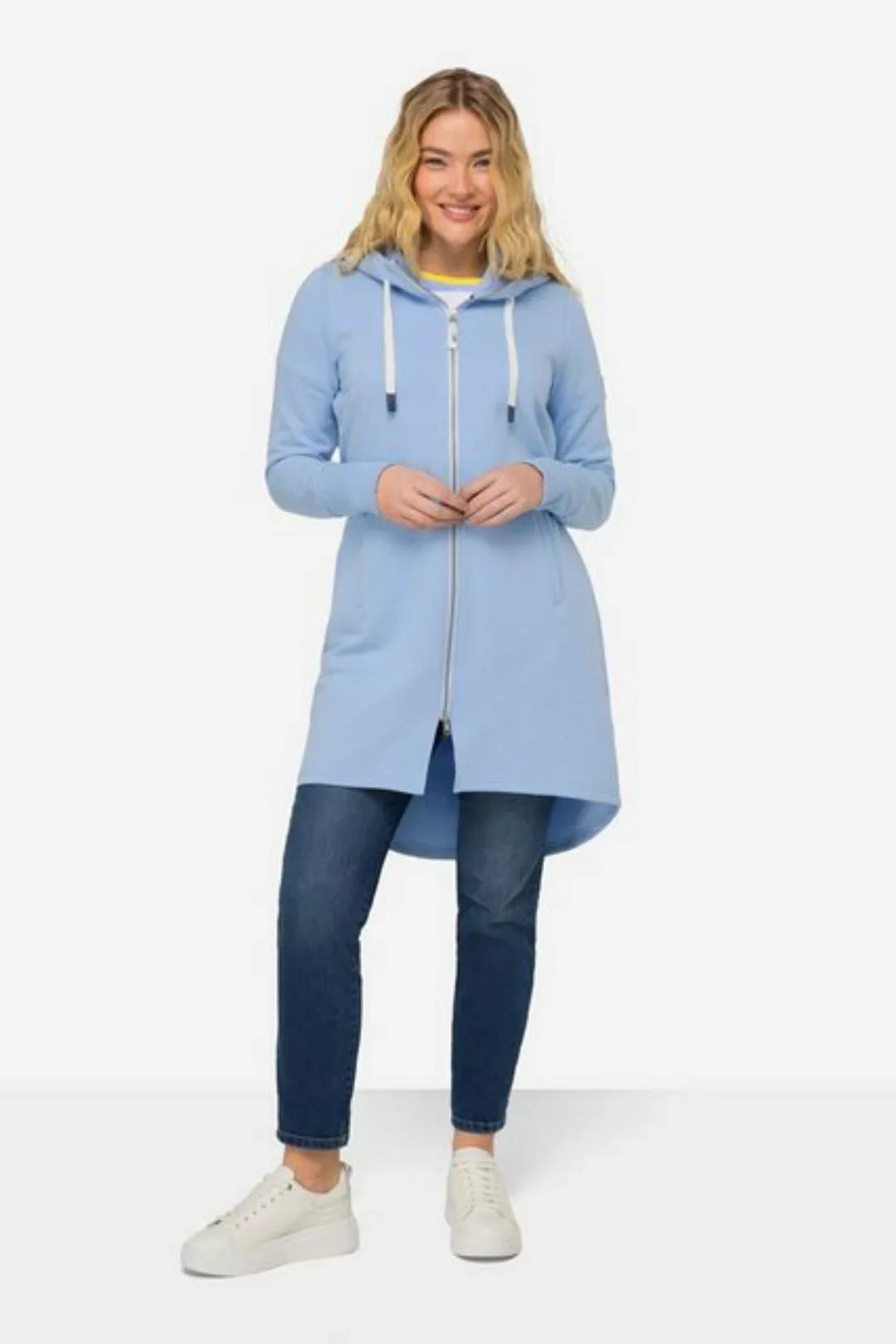 Laurasøn Sweatjacke Sweatjacke lang geschnitten Kapuze Langarm günstig online kaufen