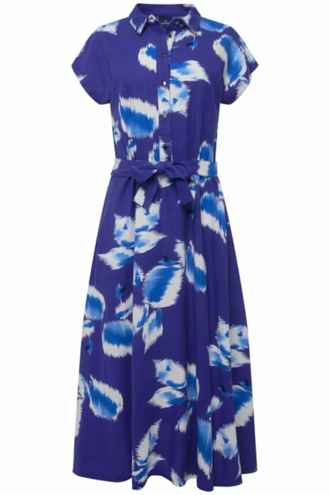 Laurasøn Sommerkleid Leinenmix-Kleid Print Hemdkragen Taillengürtel günstig online kaufen