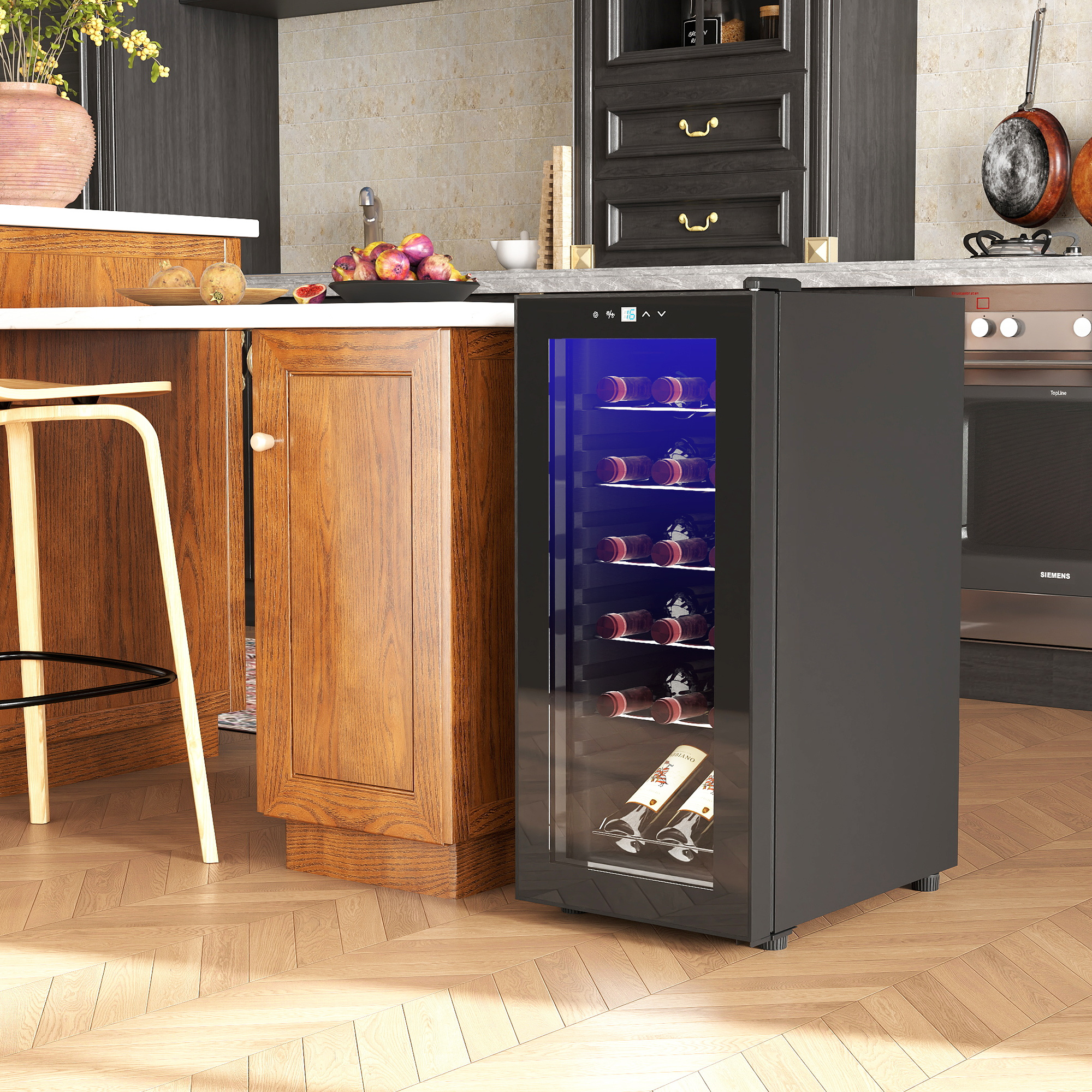 HOMCOM Weinkühlschrank, Kompressor für 18 Flaschen, 50 L Getränkekühlschran günstig online kaufen