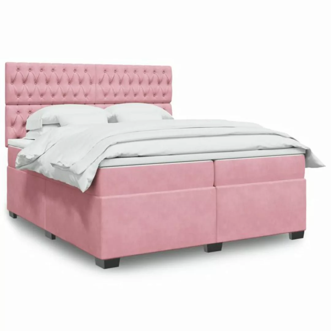 furnicato Bettgestell Boxspringbett mit Matratze Rosa 200x200 cm Samt günstig online kaufen