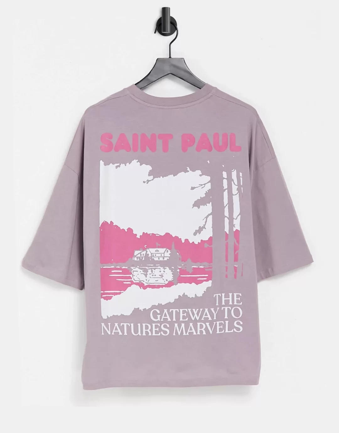 ASOS DESIGN – Oversized-T-Shirt in Lila mit Rückenprint günstig online kaufen
