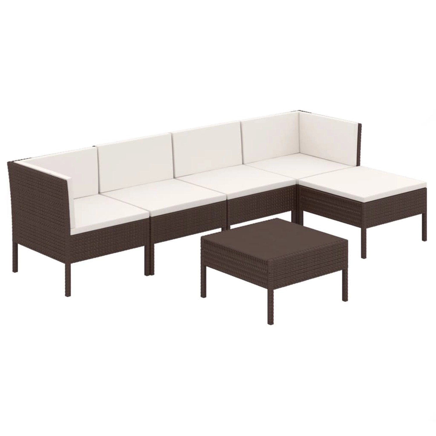 6-tlg. Garten-lounge-set Mit Auflagen Poly Rattan Braun günstig online kaufen