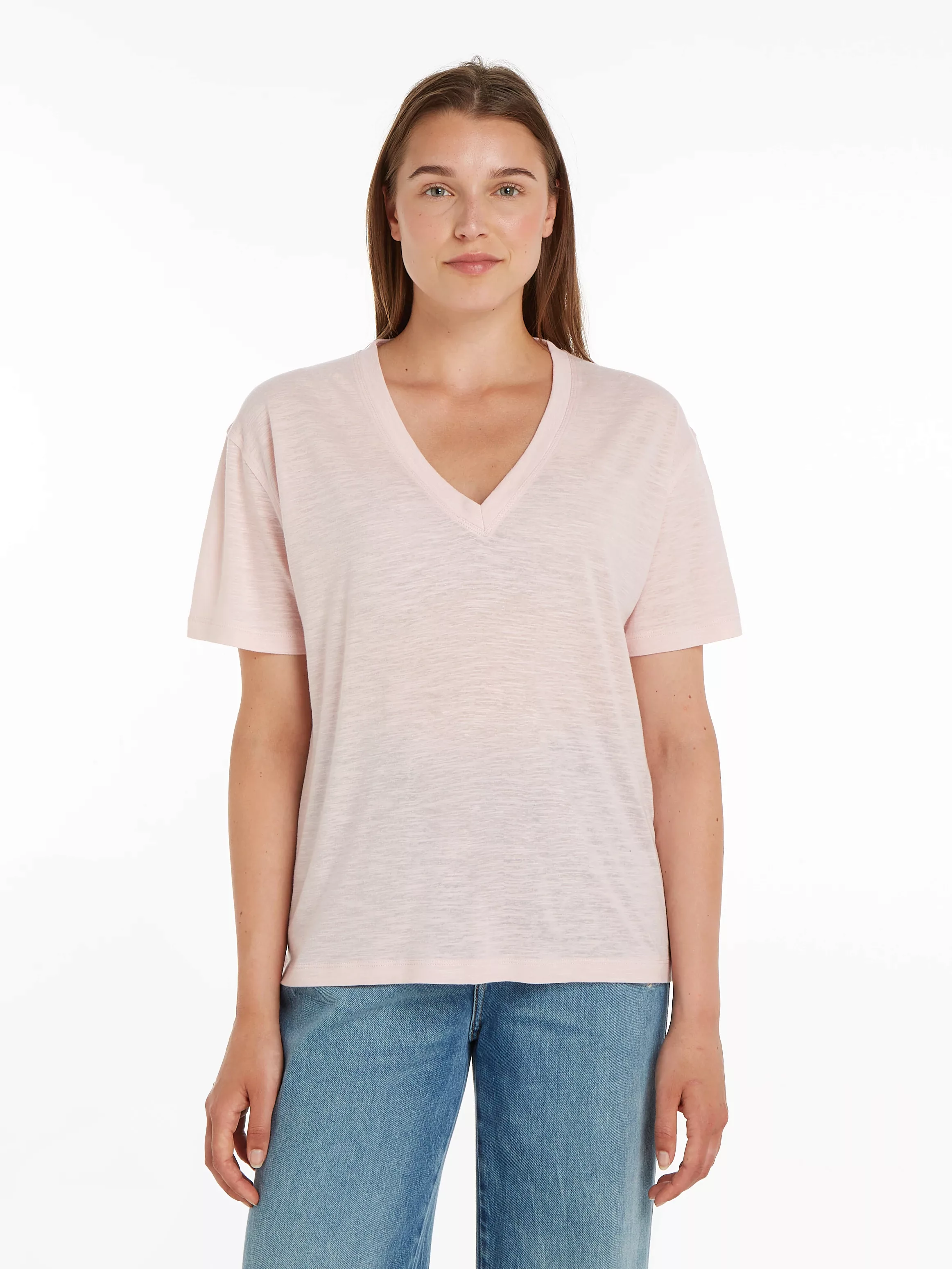 Tommy Hilfiger T-Shirt RLX LINEN LYOCELL V-NK SS in Flammgarn-Optik günstig online kaufen