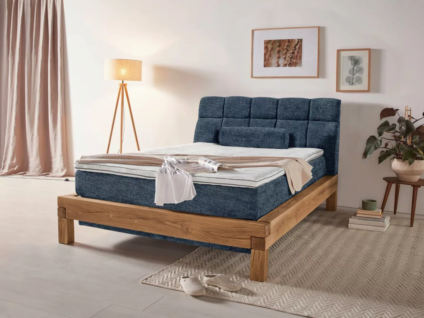 Home affaire Boxspringbett Villads, Liegefläche: 140/200 cm, aus Balkeneich günstig online kaufen