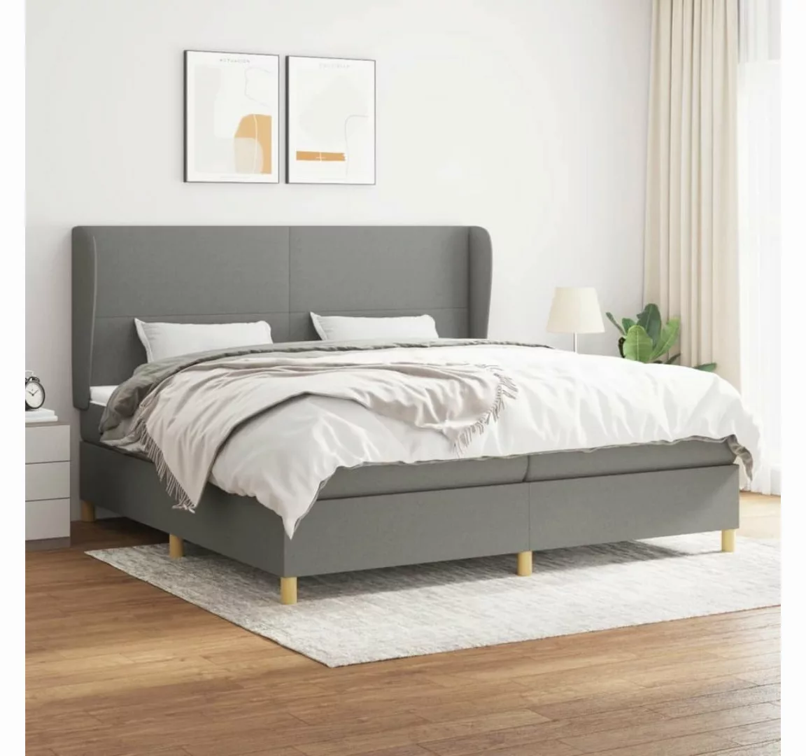 furnicato Bett Boxspringbett mit Matratze Dunkelgrau 200x200 cm Stoff günstig online kaufen