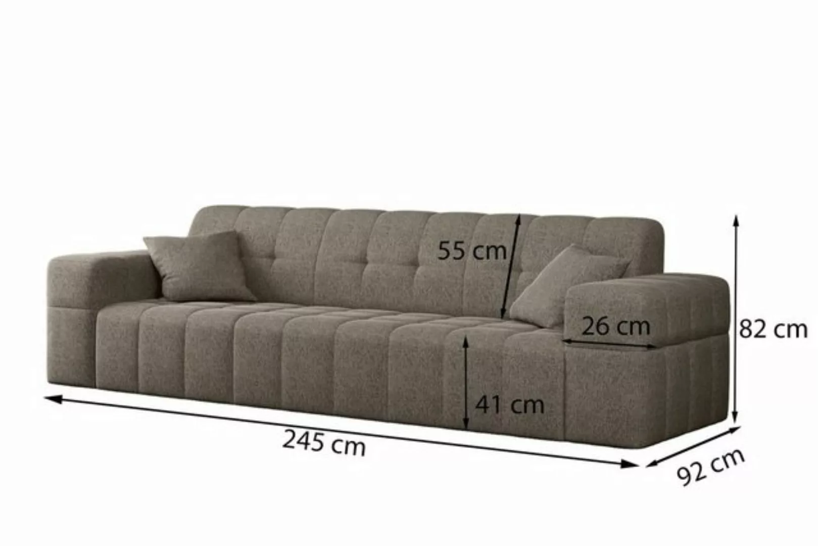 Fun Möbel Sofa Sofa Designer-Sofa NANCY 3-Sitzer in Stoff Neve, Rundumbezug günstig online kaufen