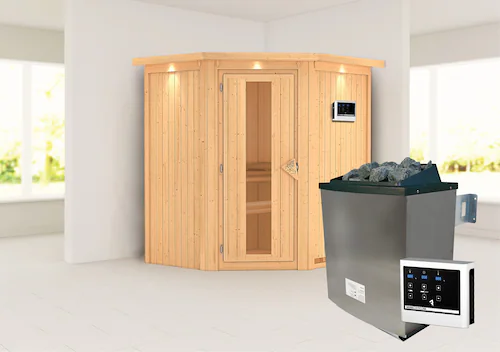 Karibu Sauna »»Liyah« mit Energiespartür Kranz naturbelassen«, in verschied günstig online kaufen