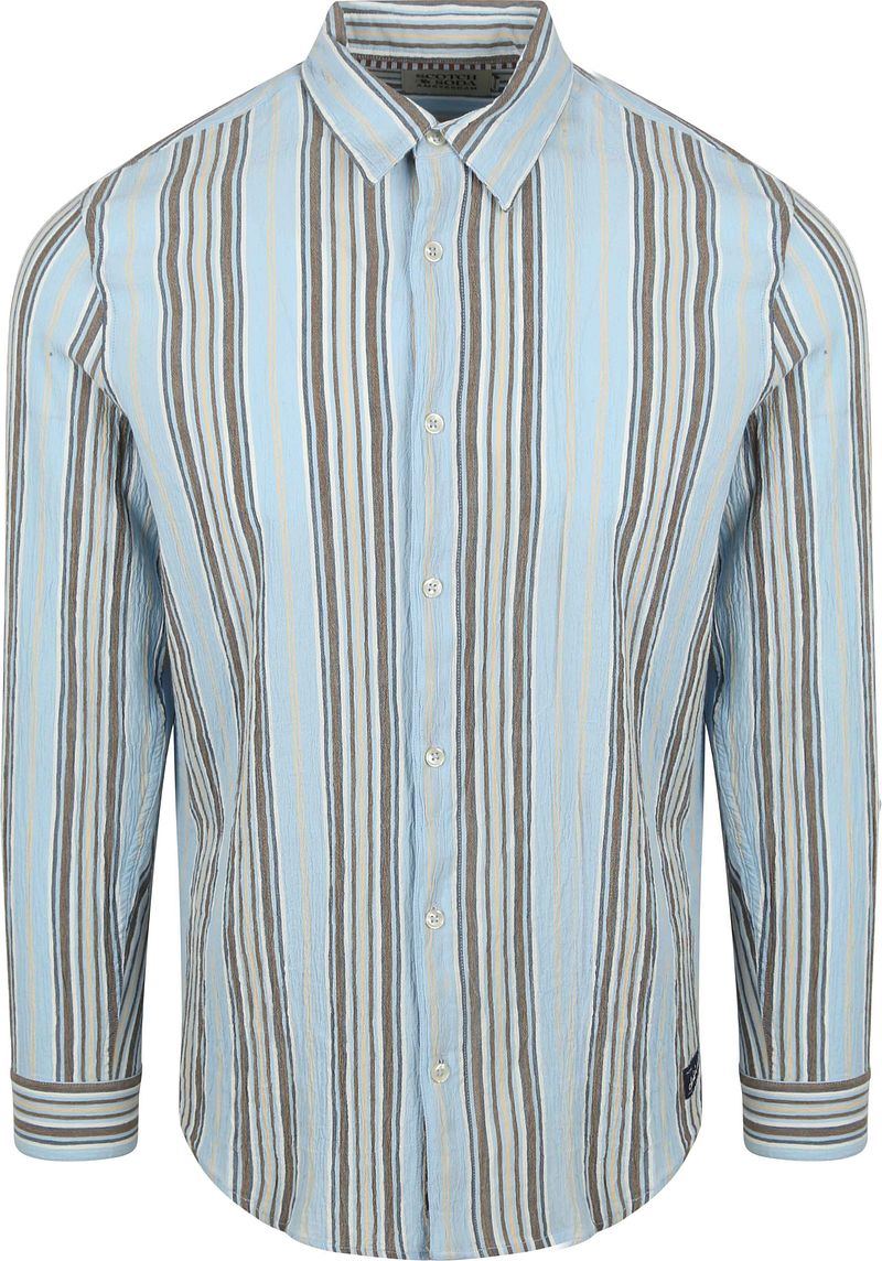 Scotch and Soda Hemd Crinkled Stripe Hellblau - Größe M günstig online kaufen