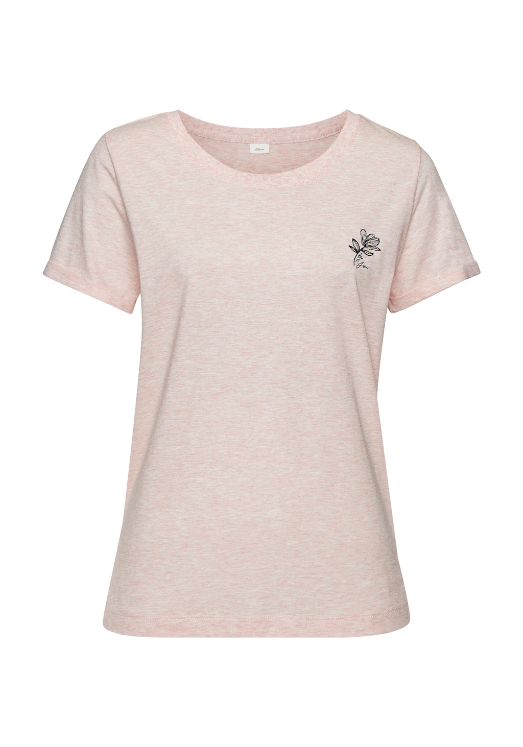 s.Oliver T-Shirt, mit kleiner Blumen-Stickerei günstig online kaufen