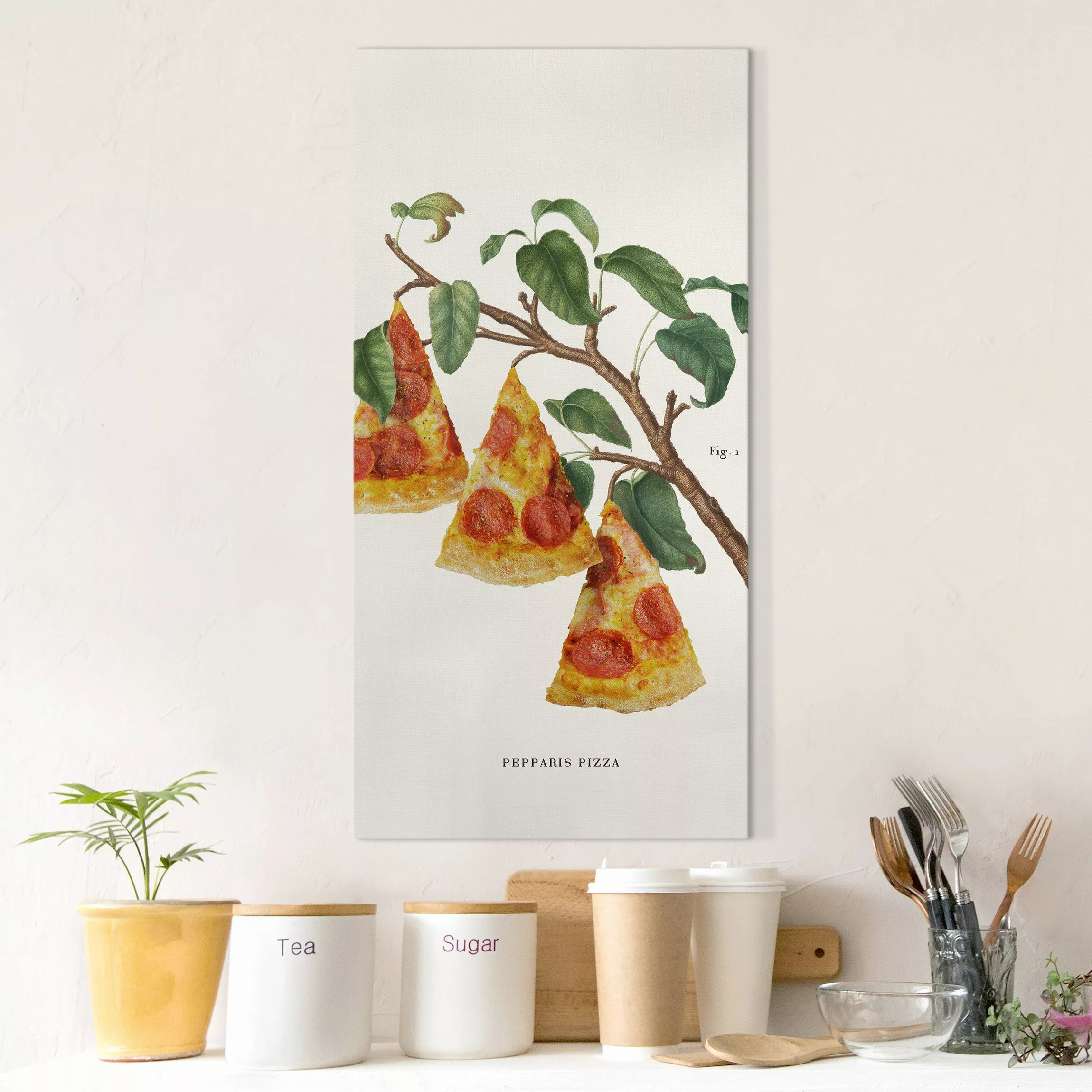 Leinwandbild Vintage Pflanze - Pizza günstig online kaufen