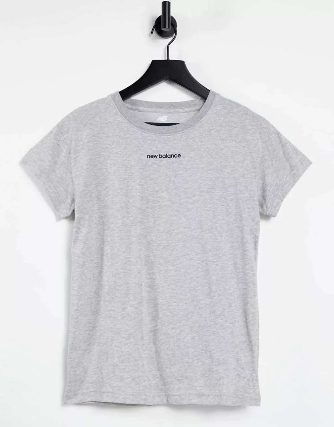 New Balance – Relentless – T-Shirt in Grau mit Rundhalsausschnitt und Logo günstig online kaufen