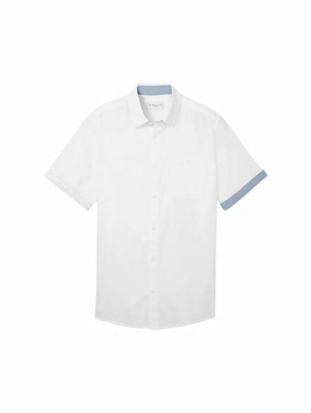 TOM TAILOR T-Shirt chambray slubyarn shirt, White günstig online kaufen
