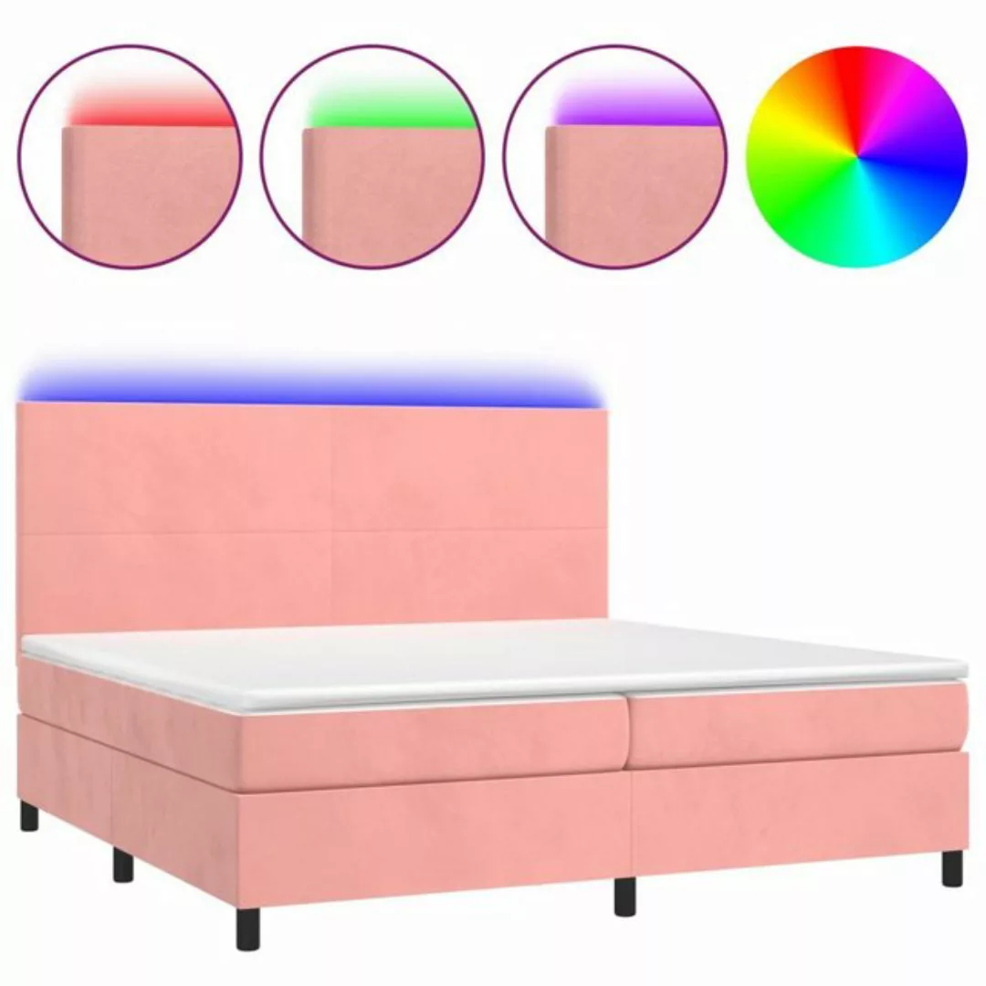 vidaXL Boxspringbett Boxspringbett mit Matratze LED Rosa 200x200 cm Samt Be günstig online kaufen