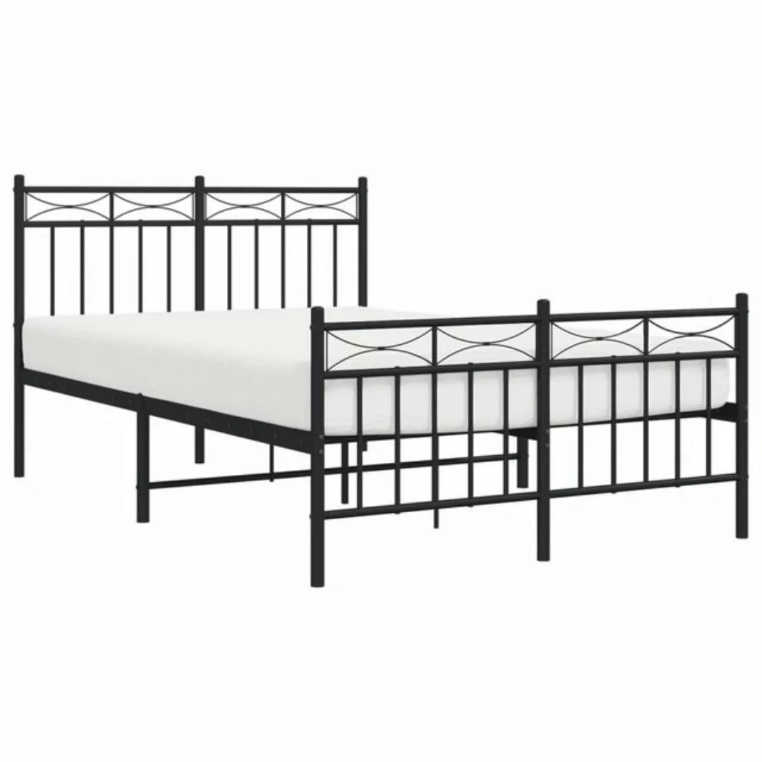 vidaXL Bett Bettgestell mit Kopf- und Fußteil Metall Schwarz 120x200 cm günstig online kaufen