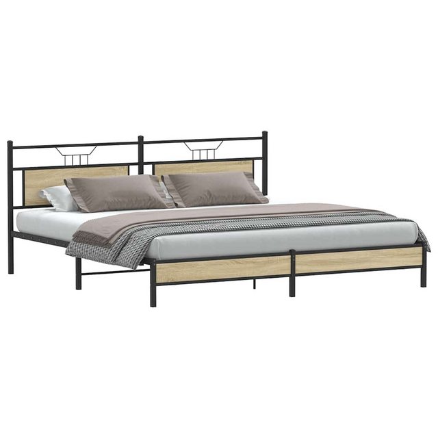 vidaXL Bett Metallbett ohne Matratze Sonoma-Eiche 200x200 cm günstig online kaufen