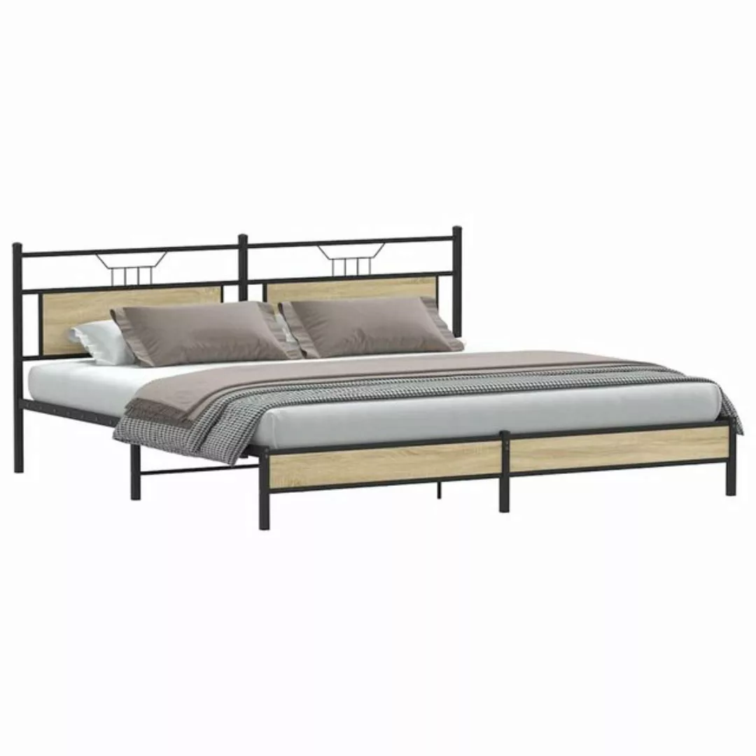 vidaXL Bett Metallbett ohne Matratze Sonoma-Eiche 200x200 cm günstig online kaufen