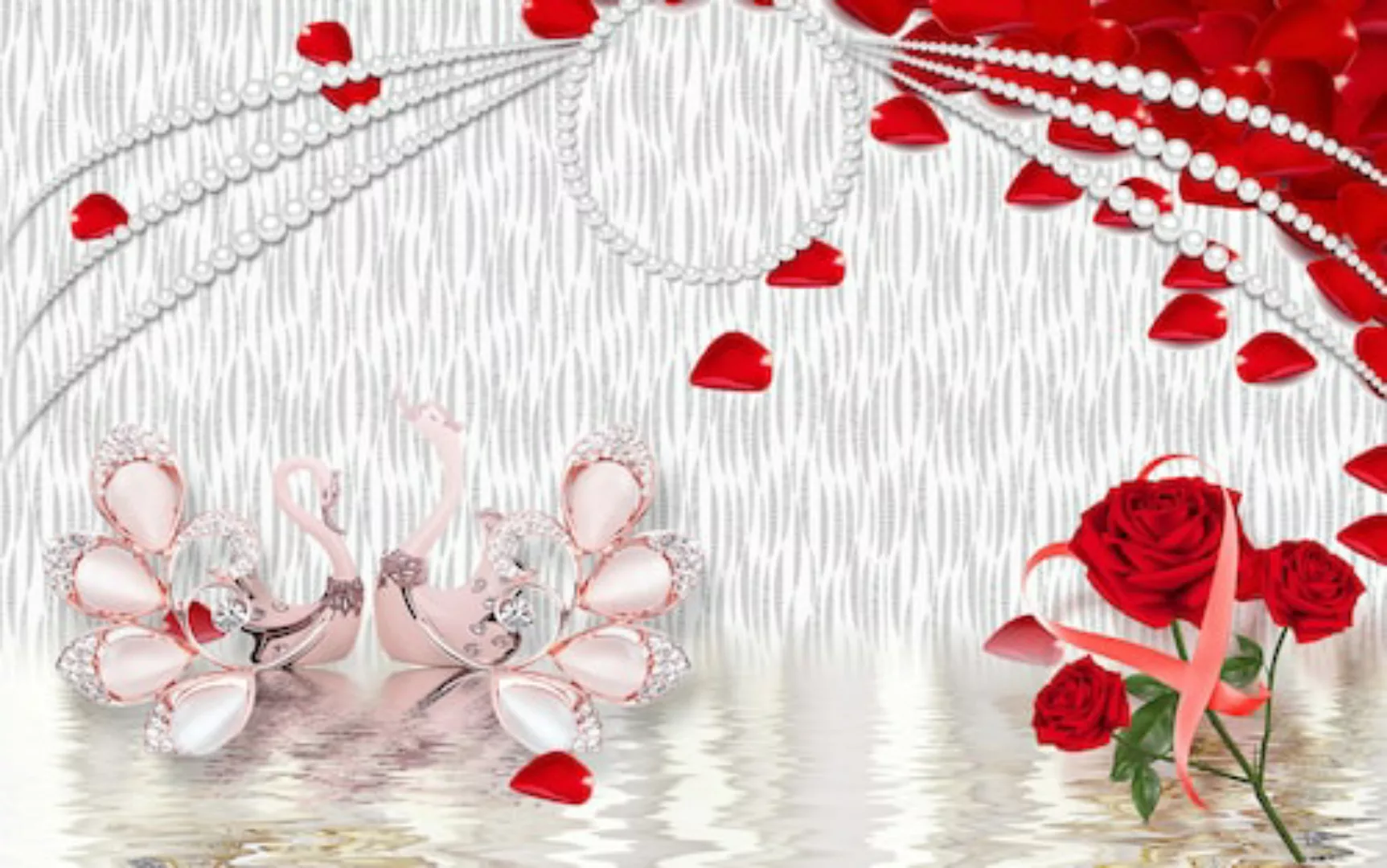 Papermoon Fototapete »Muster mit Rosen« günstig online kaufen