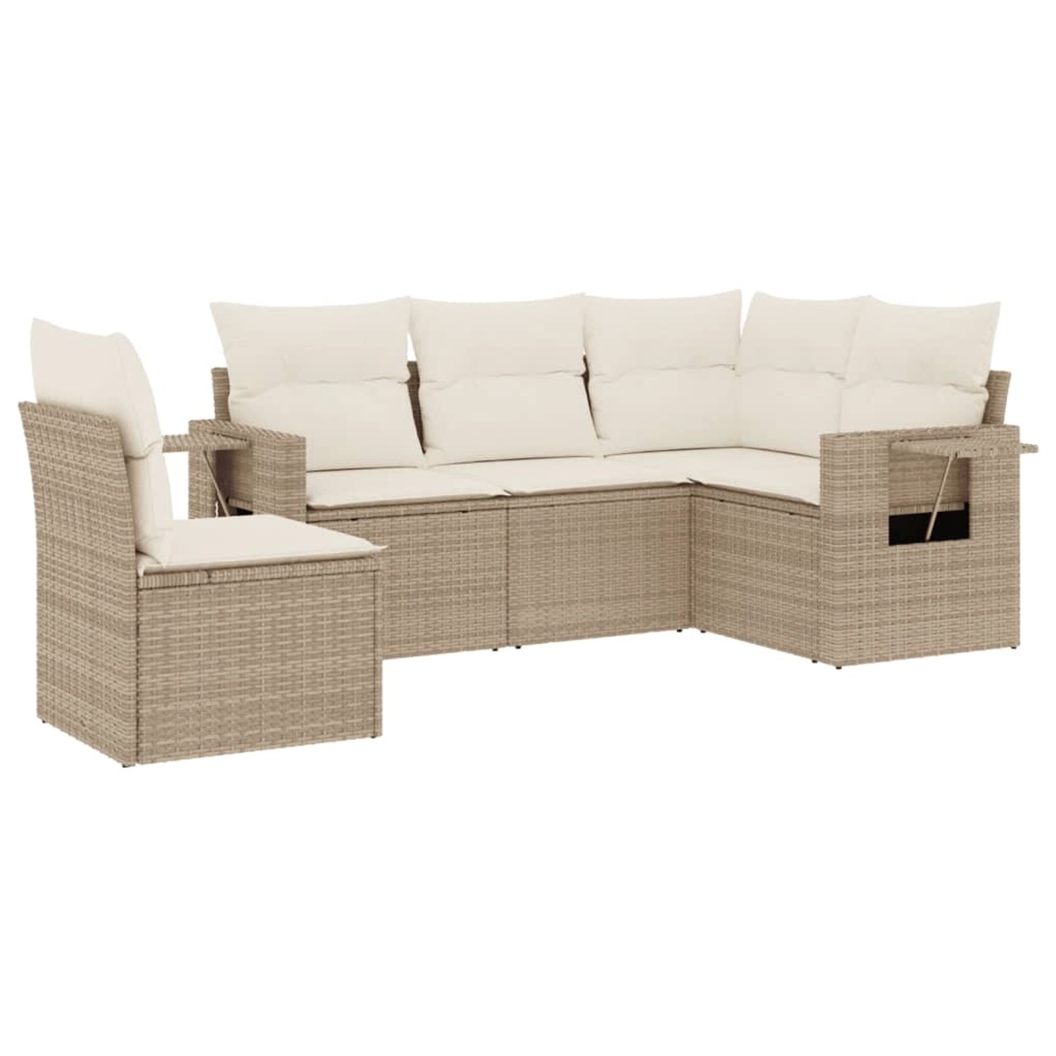 vidaXL 5-Tlg Garten-Sofagarnitur mit Kissen Beige Poly Rattan 3220167 günstig online kaufen
