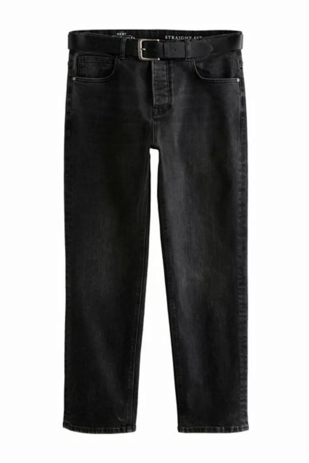 Next Straight-Jeans Authentische Straight Fit Jeans mit Gürtel (2-tlg) günstig online kaufen