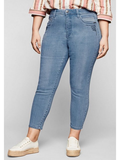 Sheego Stretch-Jeans Große Größen in 7/8-Länge, mit Stickerei vorn günstig online kaufen