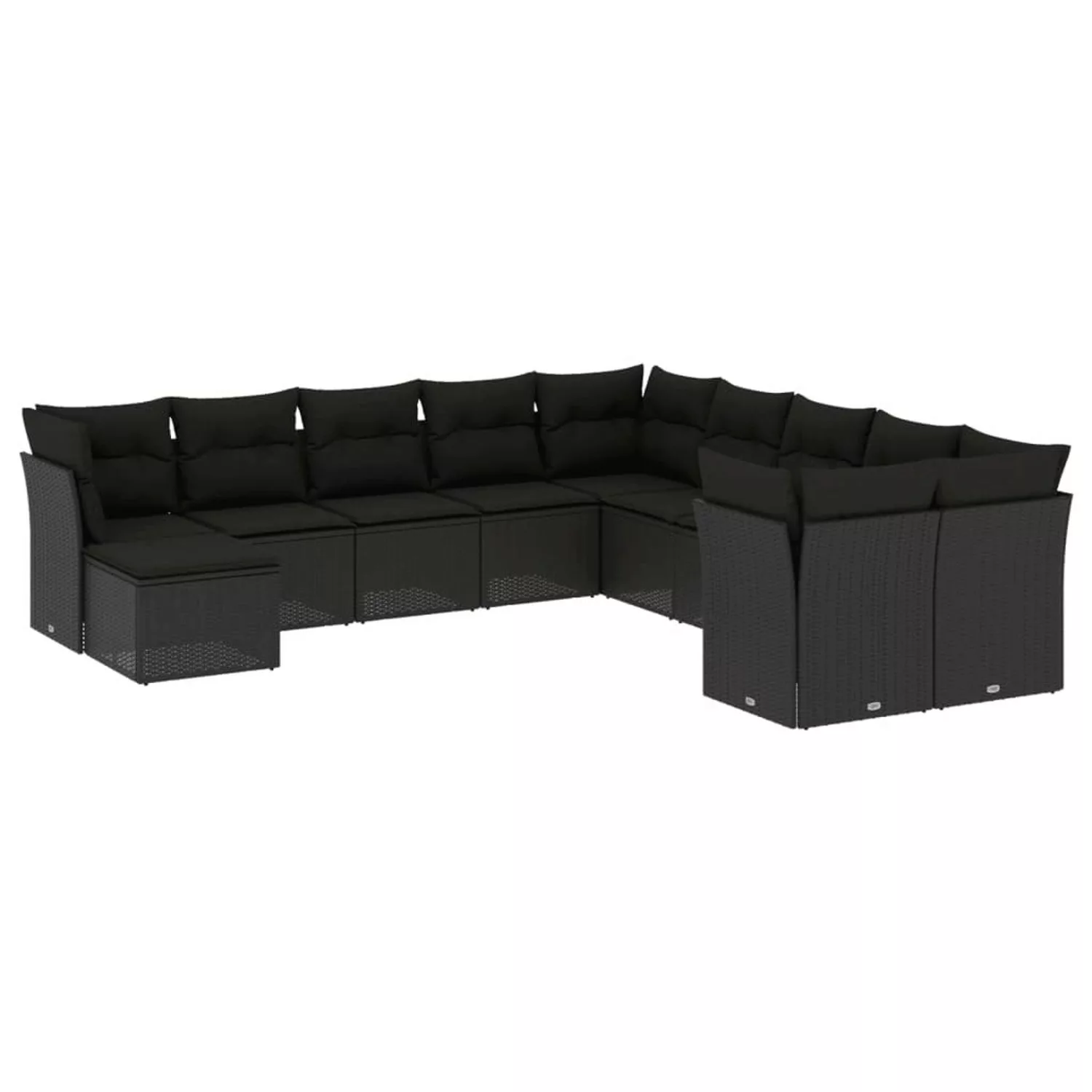 vidaXL 11-tlg Garten-Sofagarnitur mit Kissen Schwarz Poly Rattan Modell 26 günstig online kaufen