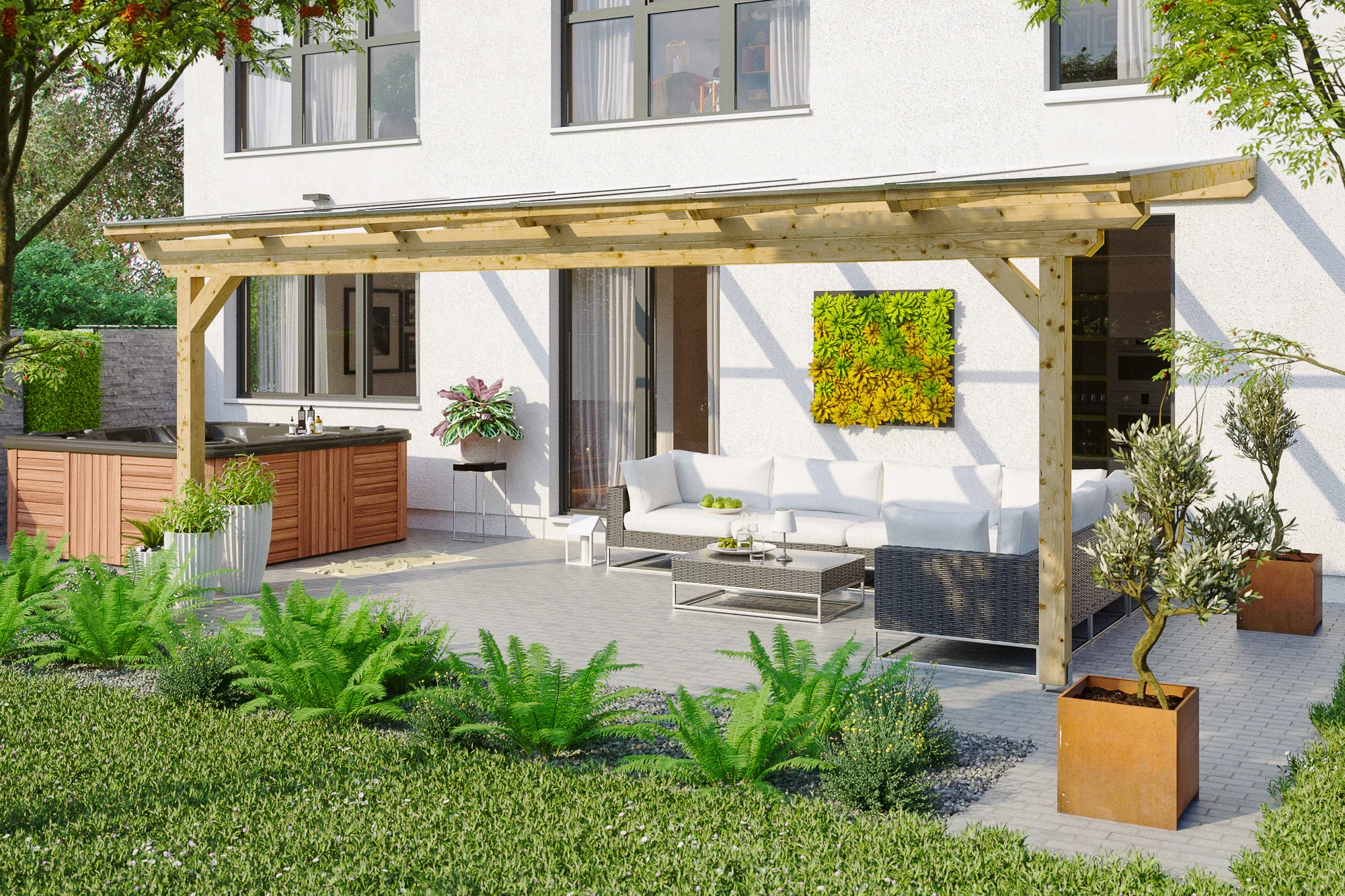 Skan Holz Terrassenüberdachung Ancona 648 cm x 250 cm günstig online kaufen