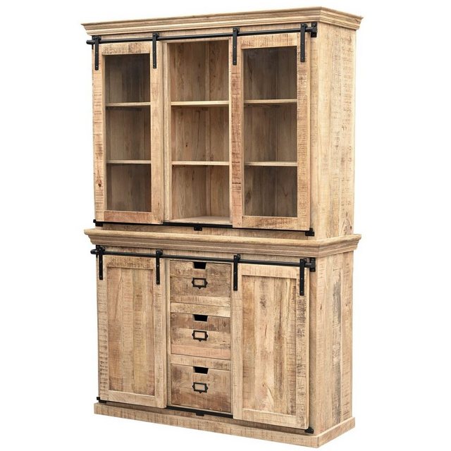 baario Buffet Schrank VODICE 150cm massiv Mangoholz Vitrine Landhaus Design günstig online kaufen