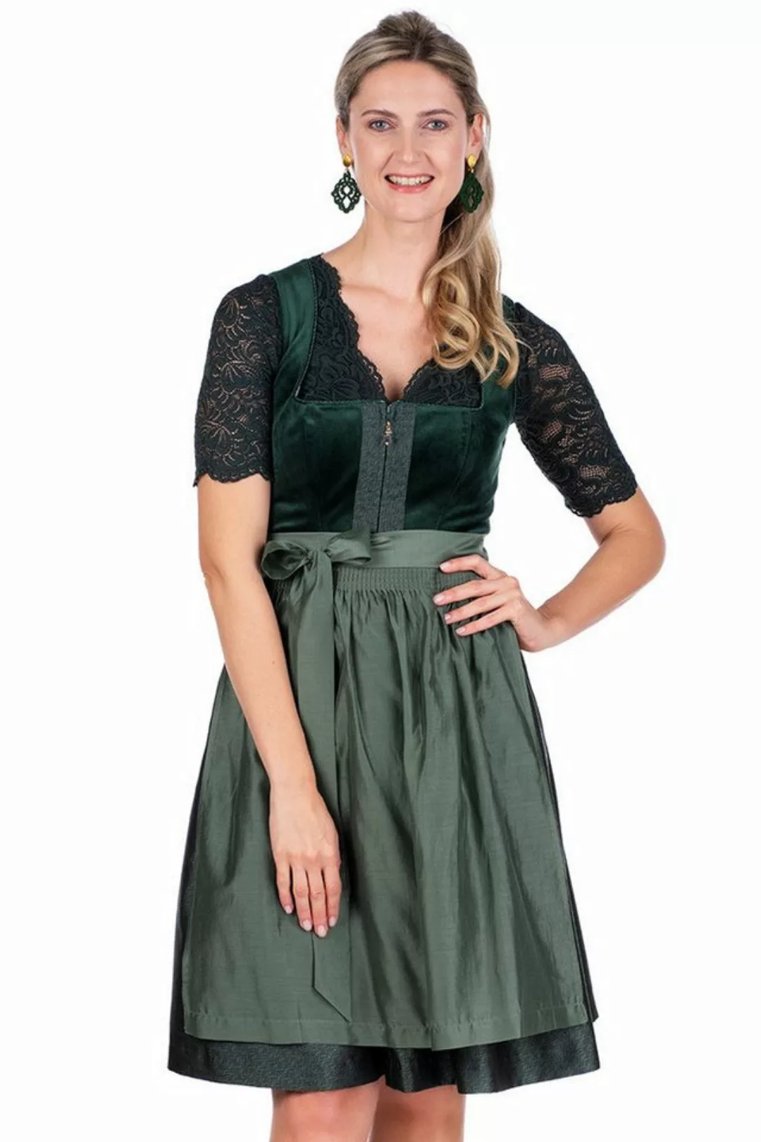 Spieth & Wensky Dirndl Samt Dirndl 2tlg. - EDONA - dunkelgrün/farn günstig online kaufen