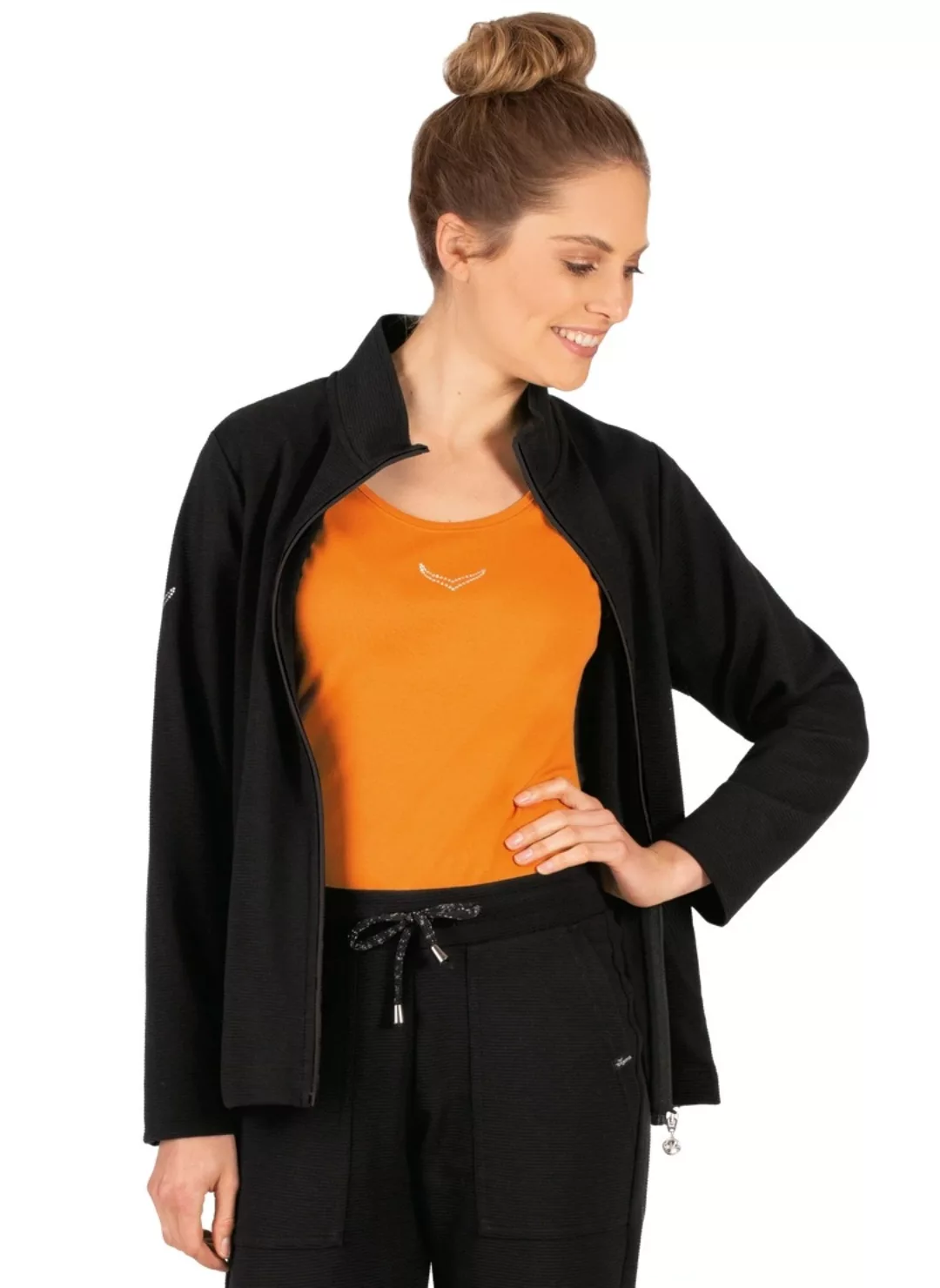 Trigema Sweatjacke "TRIGEMA Jacke mit funkelnden Strass-Steinen", (1 tlg.) günstig online kaufen