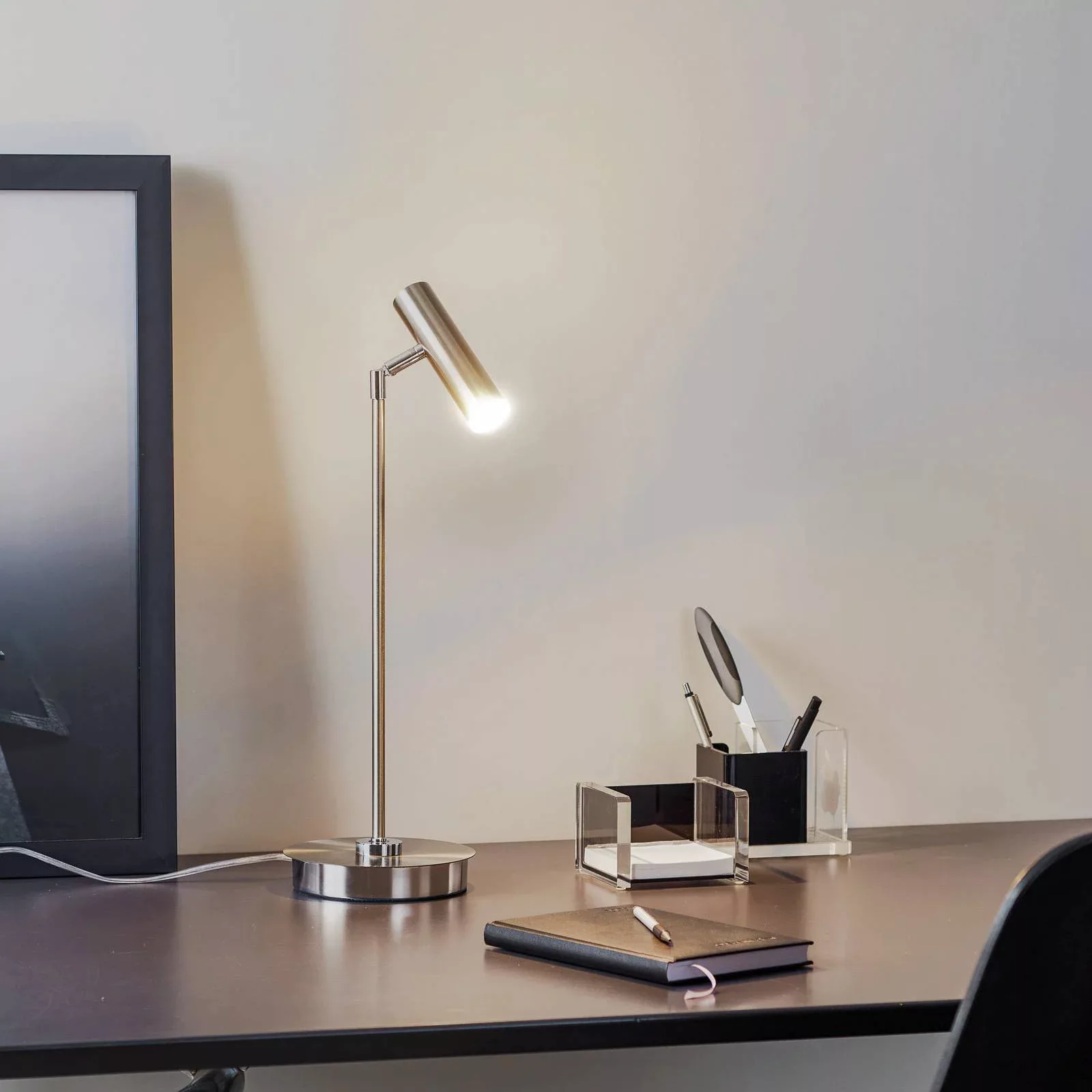 LED-Tischleuchte Tom, nickel matt günstig online kaufen