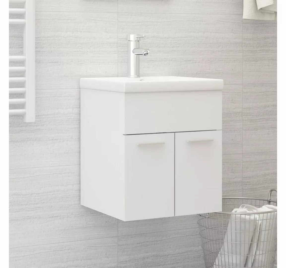 vidaXL Badezimmerspiegelschrank Waschbeckenunterschrank mit Einbaubecken We günstig online kaufen