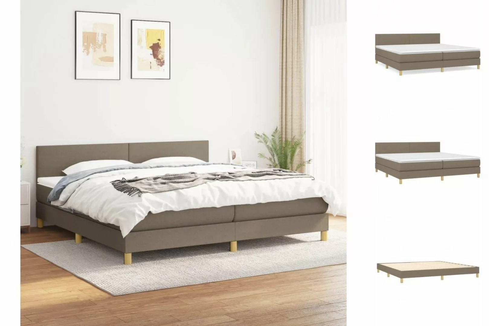 vidaXL Boxspringbett Boxspringbett mit Matratze Taupe 200x200 cm Stoff Bett günstig online kaufen