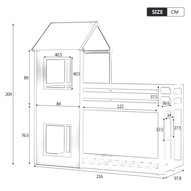 KoDise Kinderbett 90×200cm Etagenbett Holzbett mit Leiter & Baldachin, mass günstig online kaufen