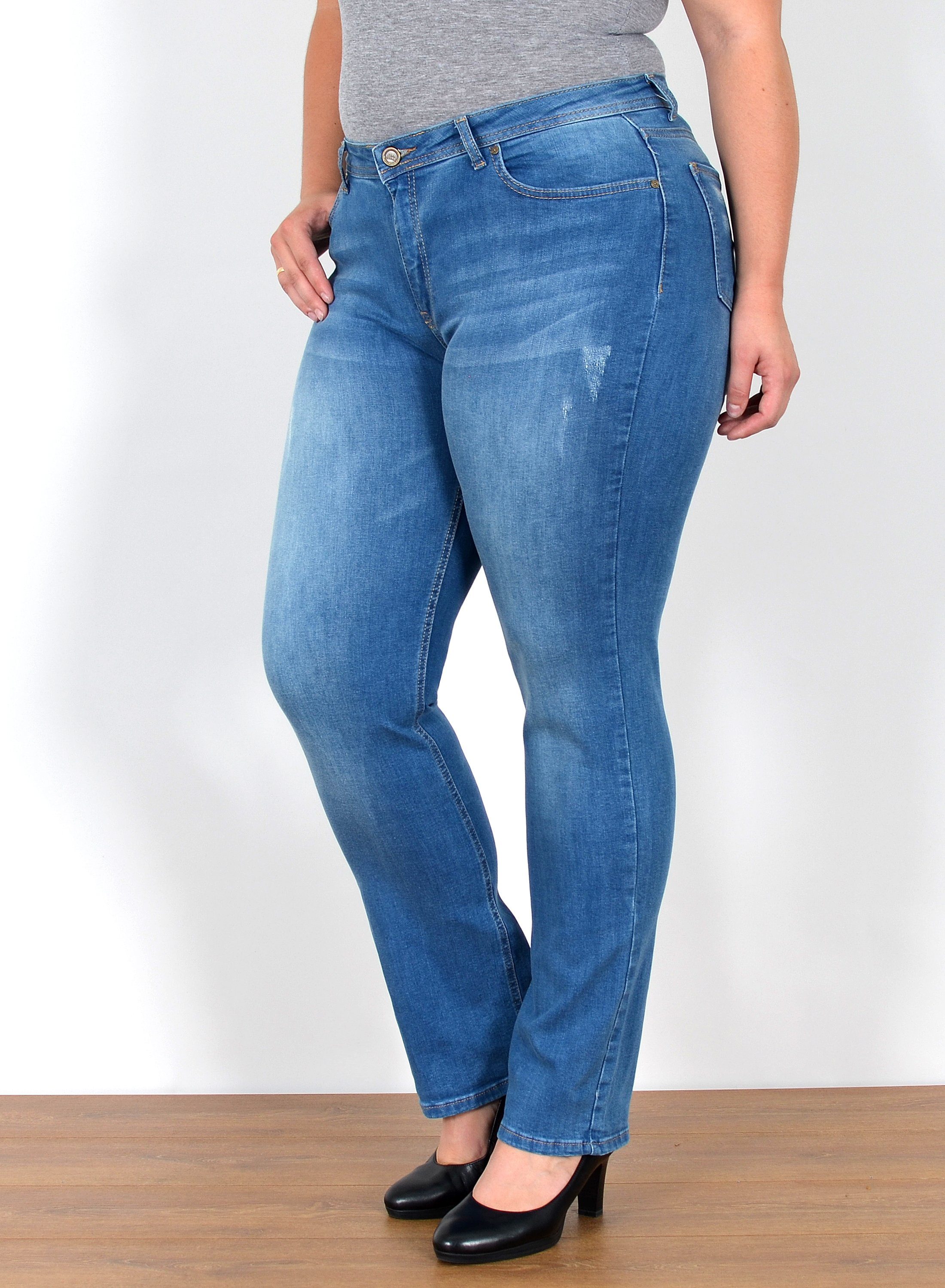 ESRA Straight-Jeans Damen Jeanshose Gerader Schnitt günstig online kaufen