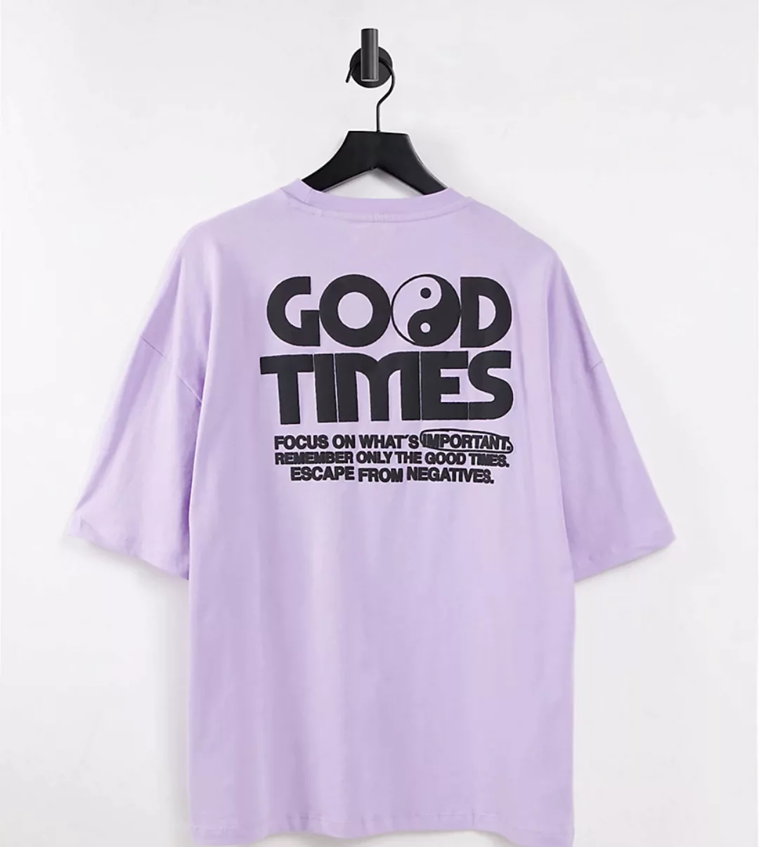 Bershka – Oversize-T-Shirt in Flieder mit „Good Times“-Print auf dem Rücken günstig online kaufen