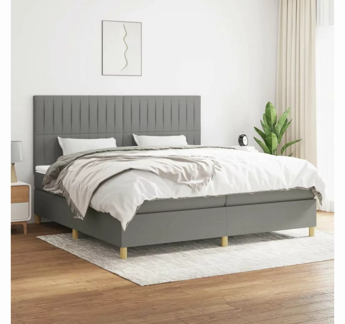 vidaXL Boxspringbett Boxspringbett mit Matratze Dunkelgrau 200x200 cm Stoff günstig online kaufen