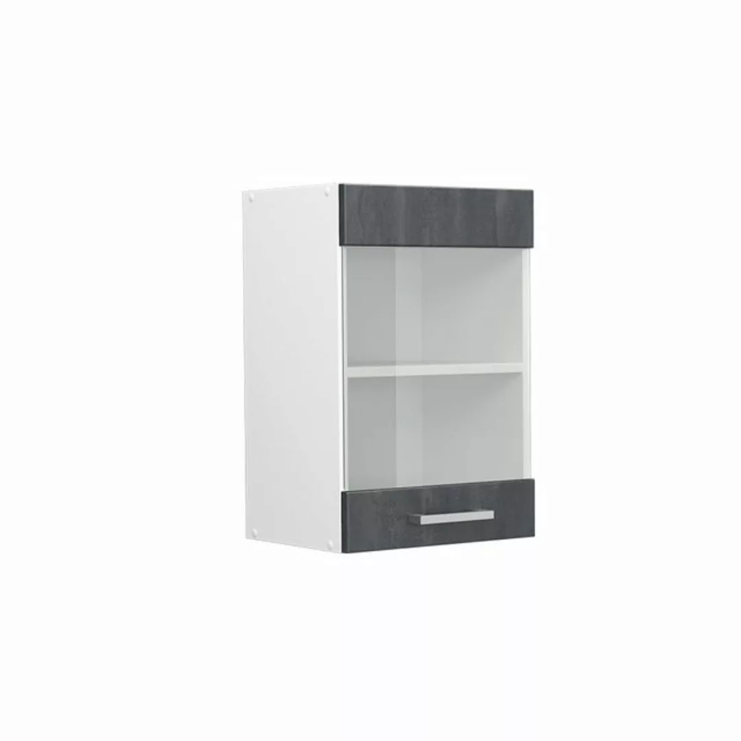 Vicco Glashängeschrank Geschirrschrank R-Line 40 cm Weiß Schwarz Beton günstig online kaufen