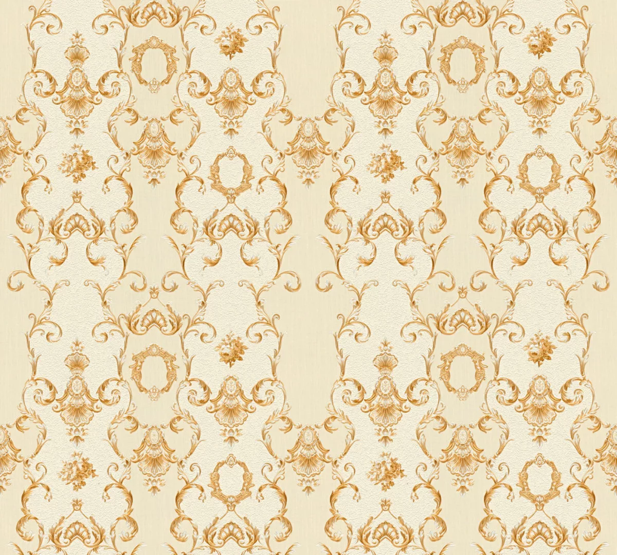 Bricoflor Tapete mit Gold Ornament Creme Vliestapete mit Barock Muster aus günstig online kaufen