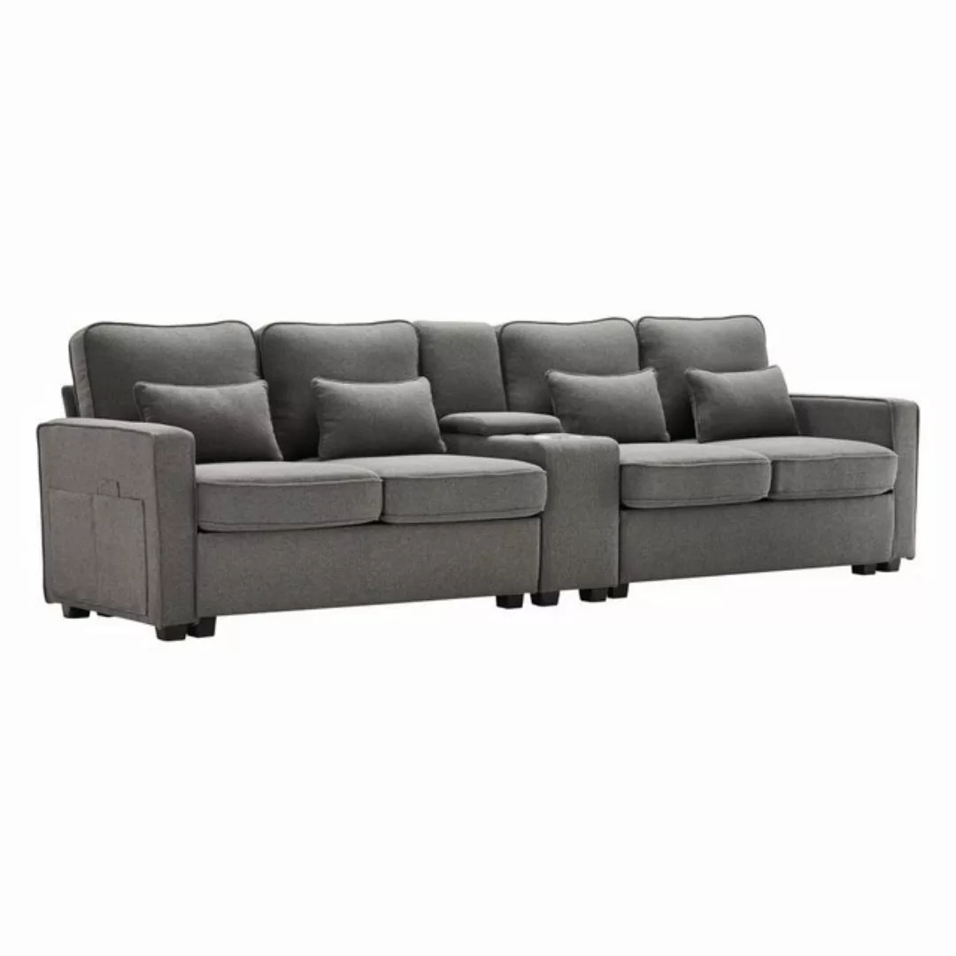 Odikalo 4-Sitzer Wohnzimmersofa Sofa Getränkehaltern Armlehnentaschen Kisse günstig online kaufen