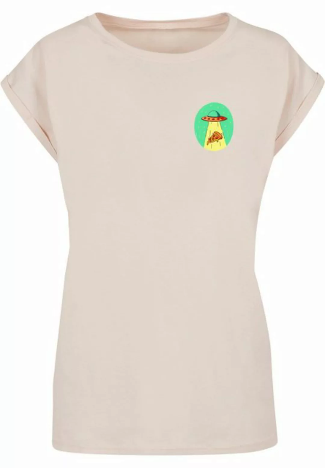 MisterTee T-Shirt MisterTee Damen Ladies Ufo Pizza Extended Shoulder Tee (1 günstig online kaufen