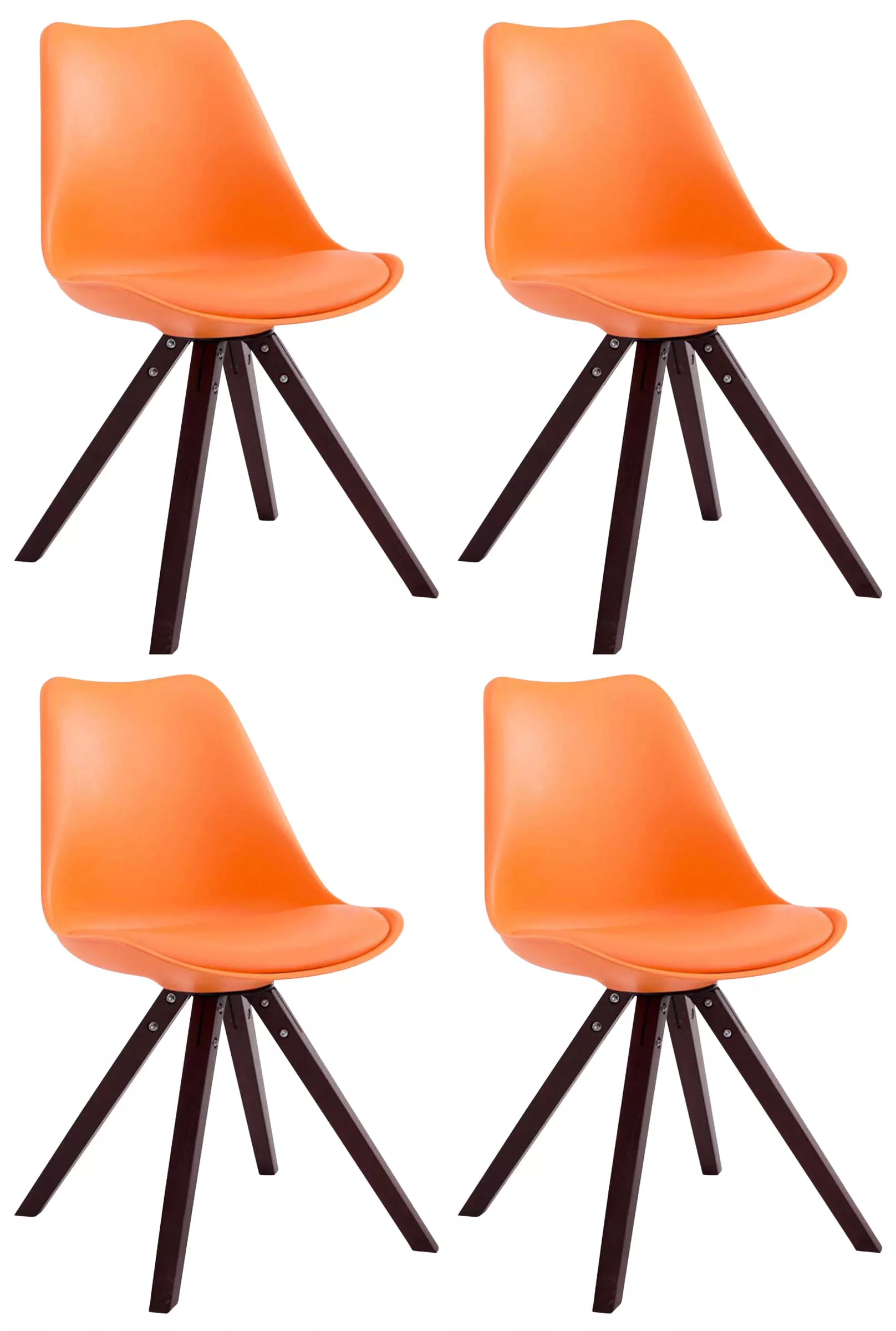 4er Set Stühle Toulouse Kunstleder Cappuccino Square Orange günstig online kaufen