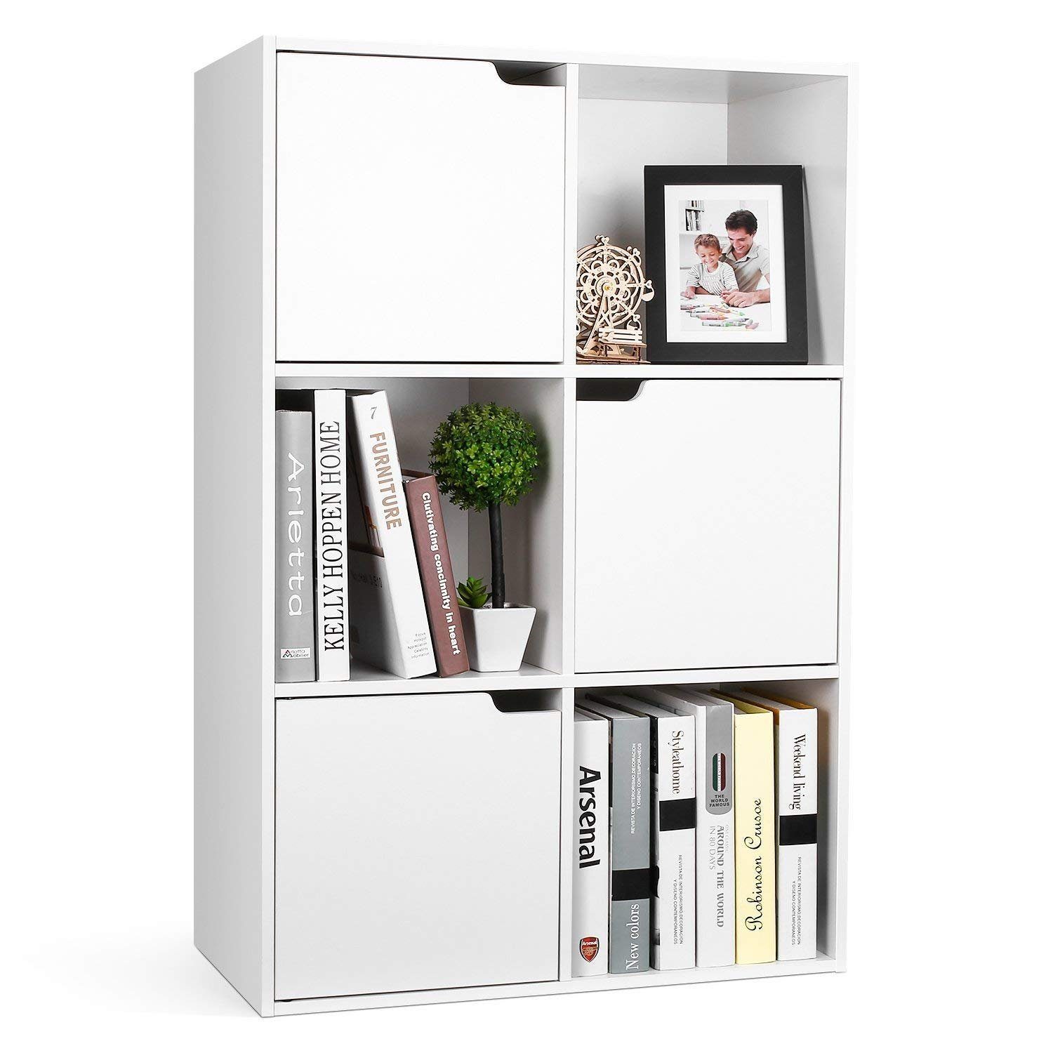 Homfa Bücherregal mit 3 Türen, Standregal, günstig online kaufen