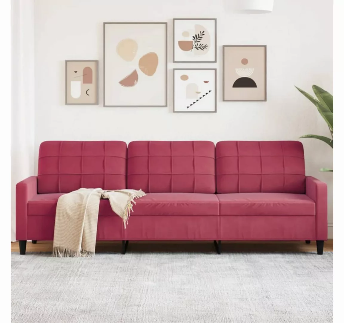 vidaXL Sofa Sofa/ 2-Sitzer/ 3-Sitzer Samt, 210 cm, Rot günstig online kaufen