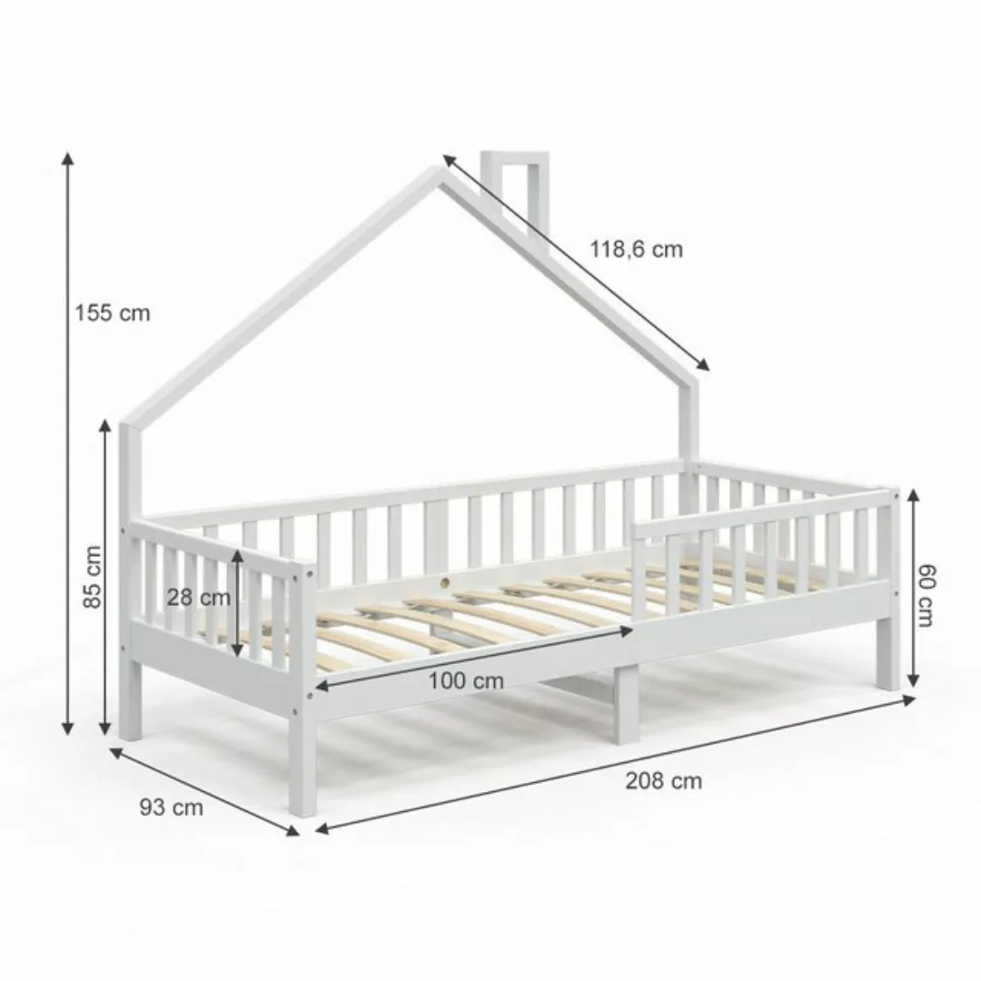 VitaliSpa® Hausbett Kinderbett Spielbett Noemi 90x200cm Weiß Matratze günstig online kaufen