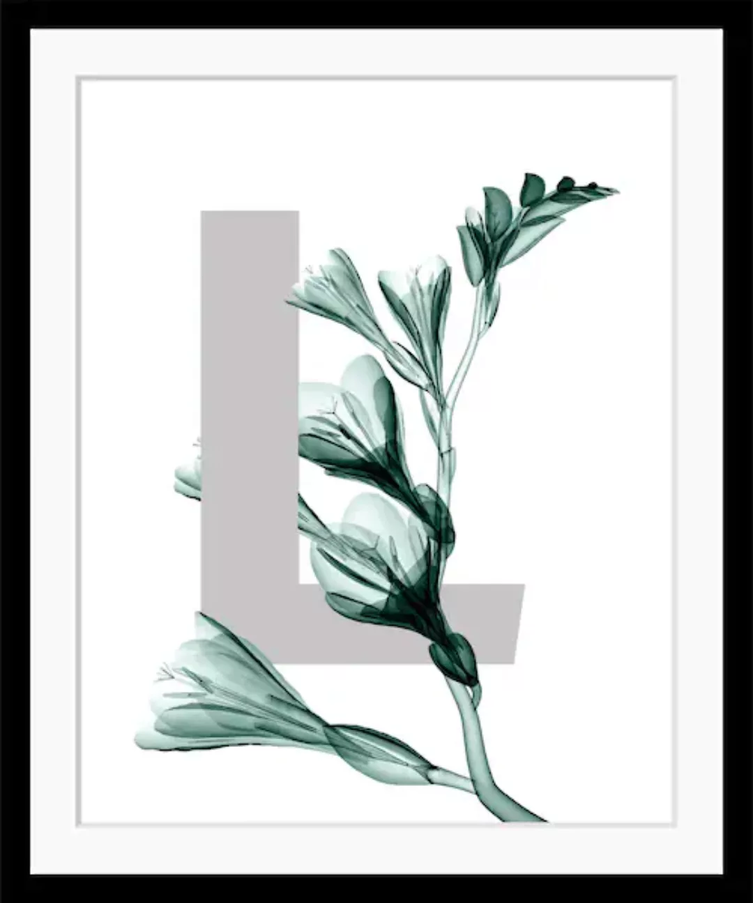 queence Bild »L-Flower«, Buchstaben, Blätter, gerahmt, Blume günstig online kaufen